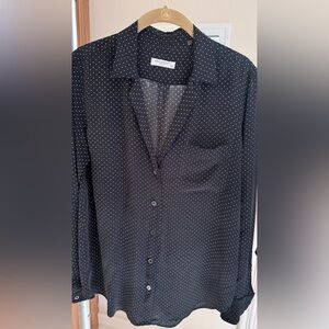 Equipment Femme Black and White Polka Dot Silk Blouse